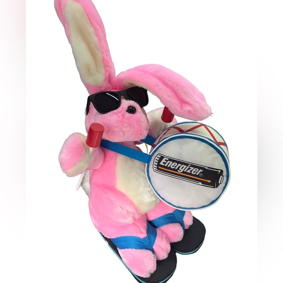 Vintage Energizer Pink Bunny Rabbit Plush Promo Toy Drum Flip Flops 18” Tall - Picture 1 of 12